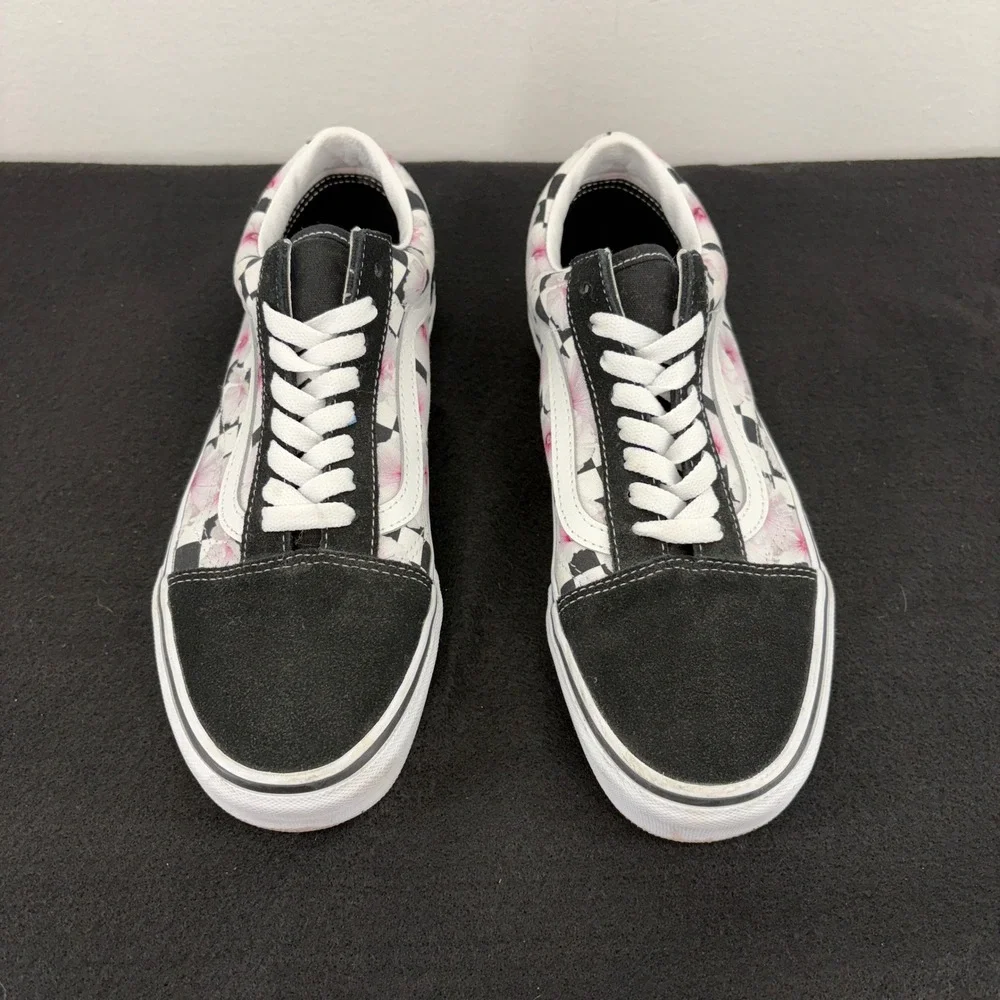 Vans Old Skool Pink Floral Checkerboard Low Top Skate Shoes Mens 8 Womens 9.5 - Picture 2 of 9